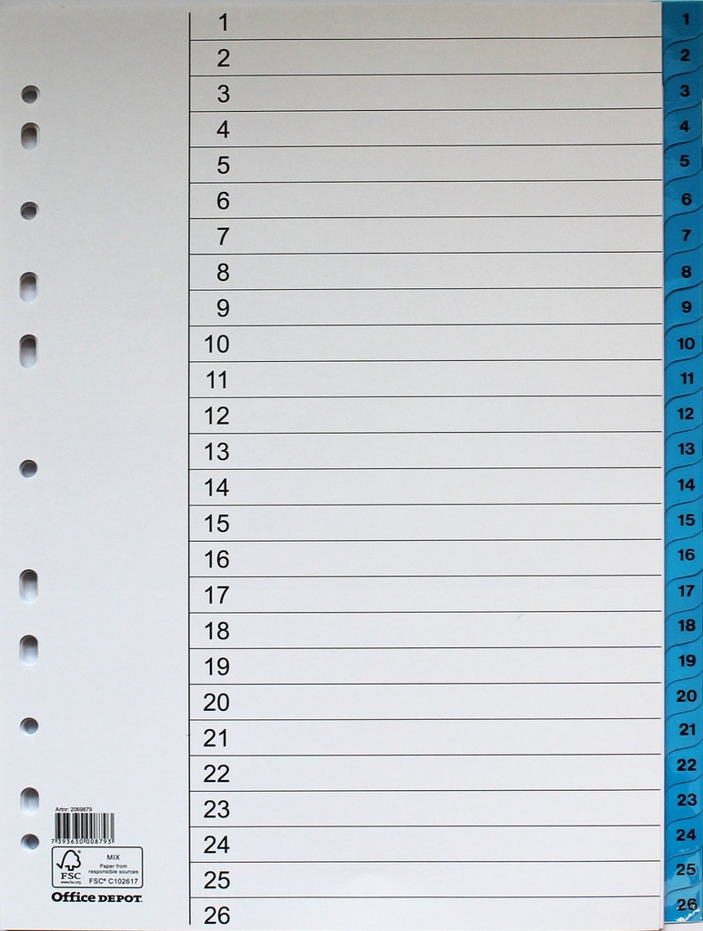 Register flikförstärkt A4 1-52