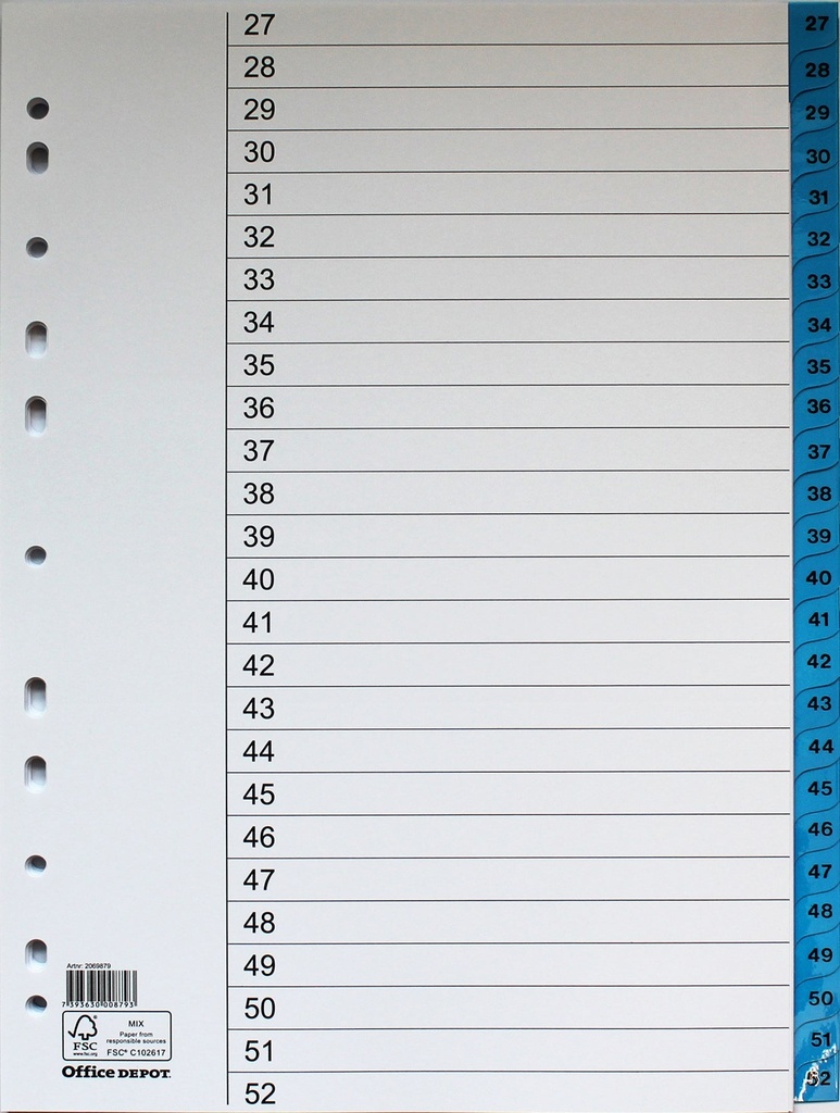 Register flikförstärkt A4 1-52