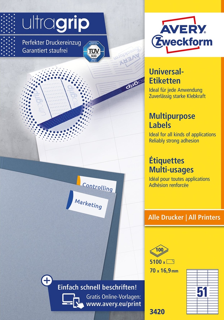 Etikett 3420 70x16,9mm 5100/fp