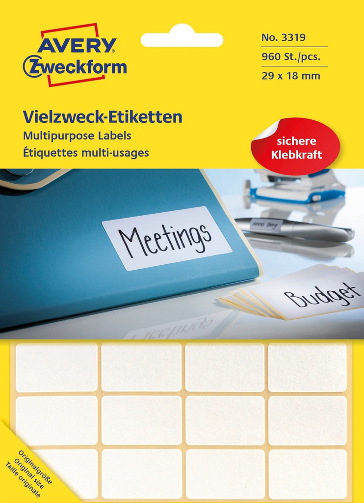 Etikett 29x18mm vit 960/fp