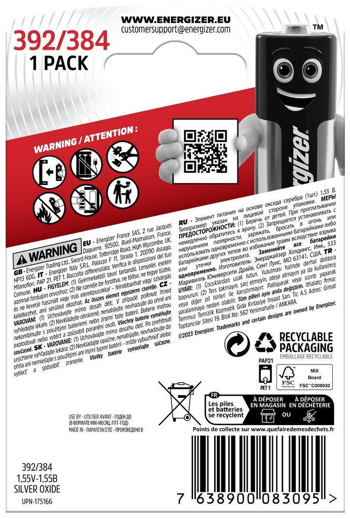 Klockbatteri S.oxid 392/384 1p