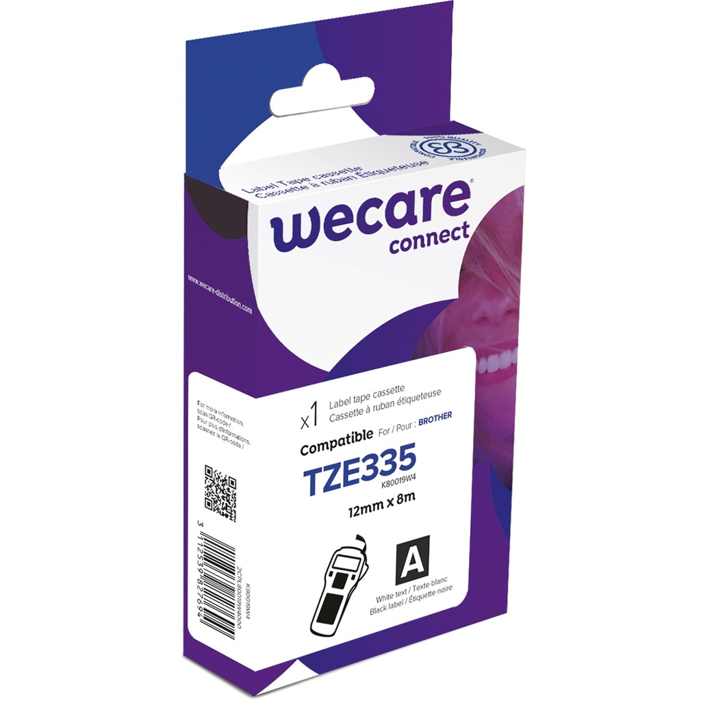 Märkband Wecare TZe 12mm vi/sv