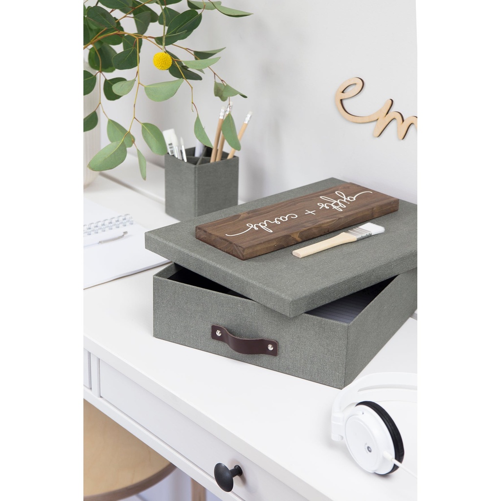 Brevbox Oskar canvas grå