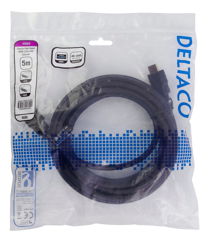HDMI kabel, 4K UHD, 5m, svart