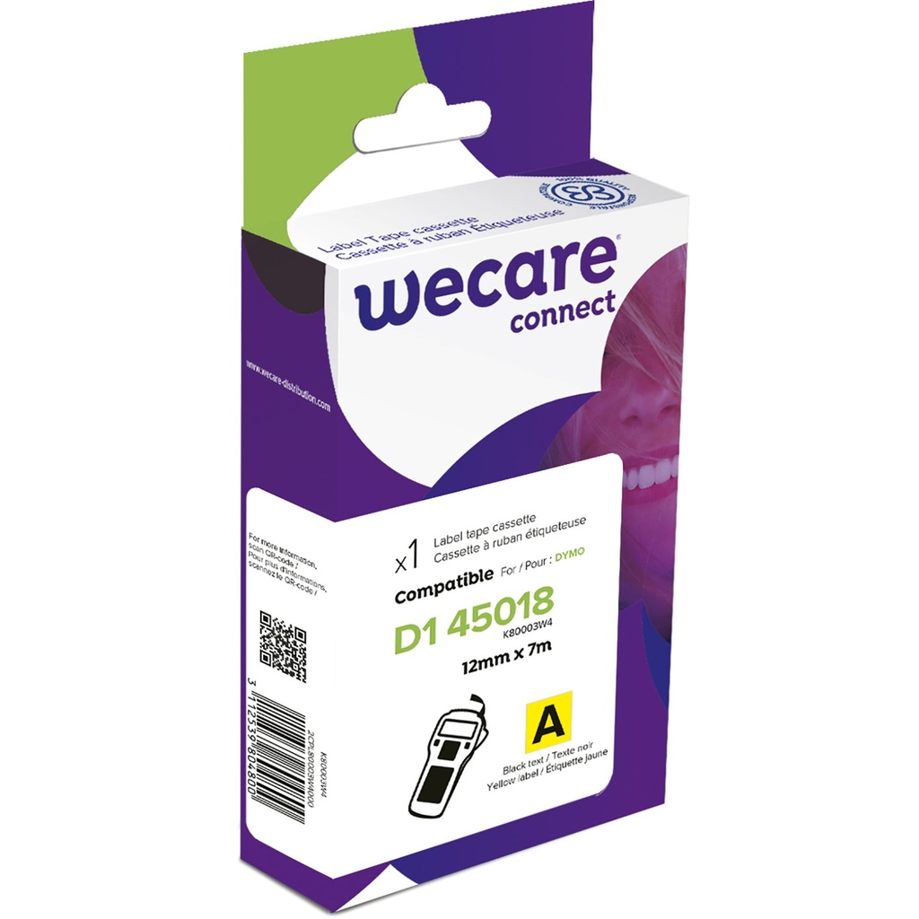 Märkband Wecare D1 sv/gul 12mm