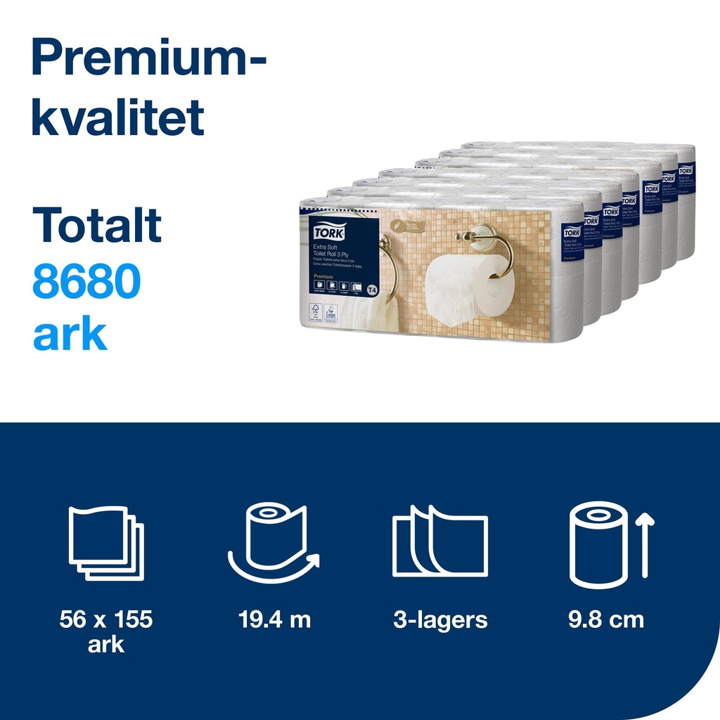 Toalettppr Tork Prem 3-lag 56/