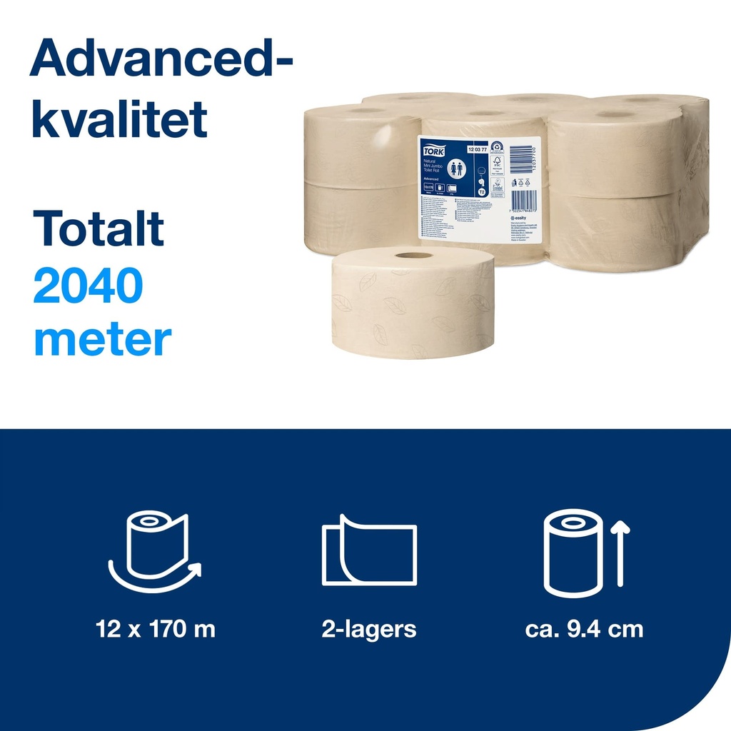 Toalettpapper T2 Nat Adv 12 rl