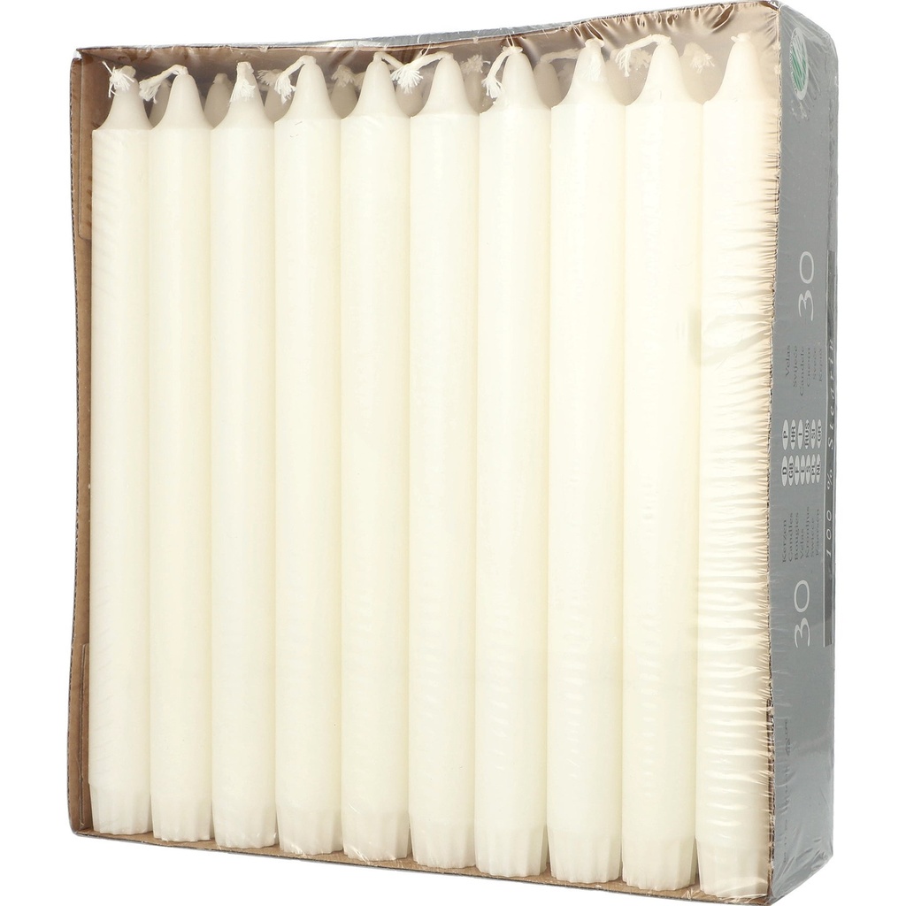 Kronljus 24cm Stearin vit 30st