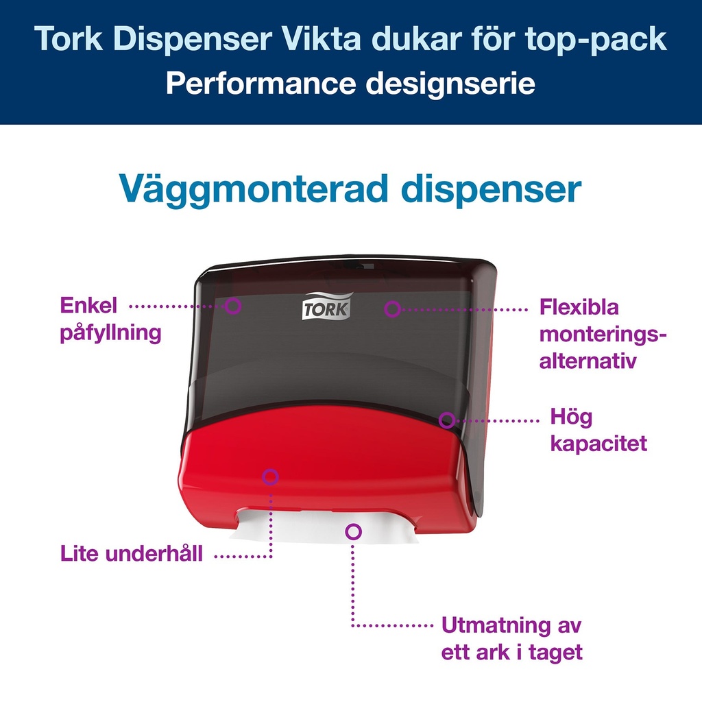 Dispens Tork Top-Pak W4 Röd/Sv