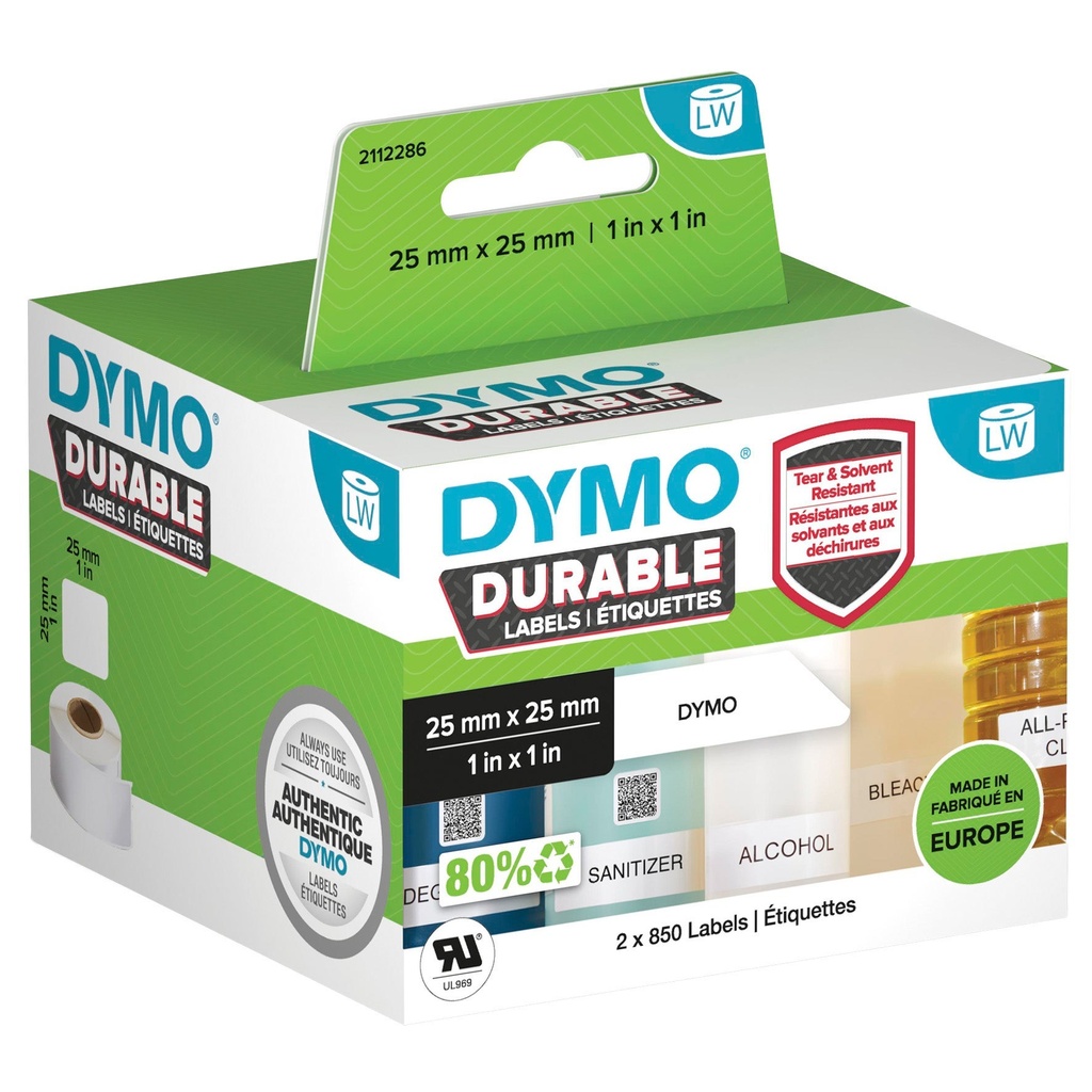 Etikett Dymo X-tålig 25x25mm