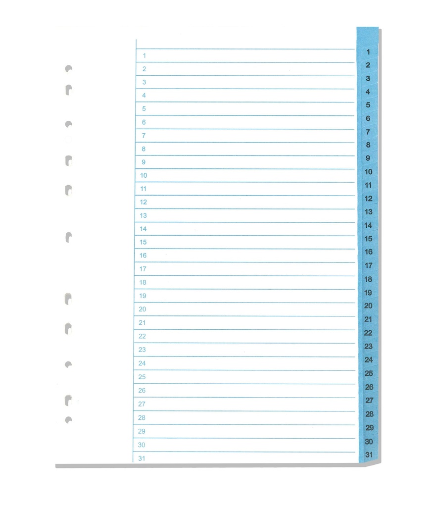 Pärmregister papper A4 1-31