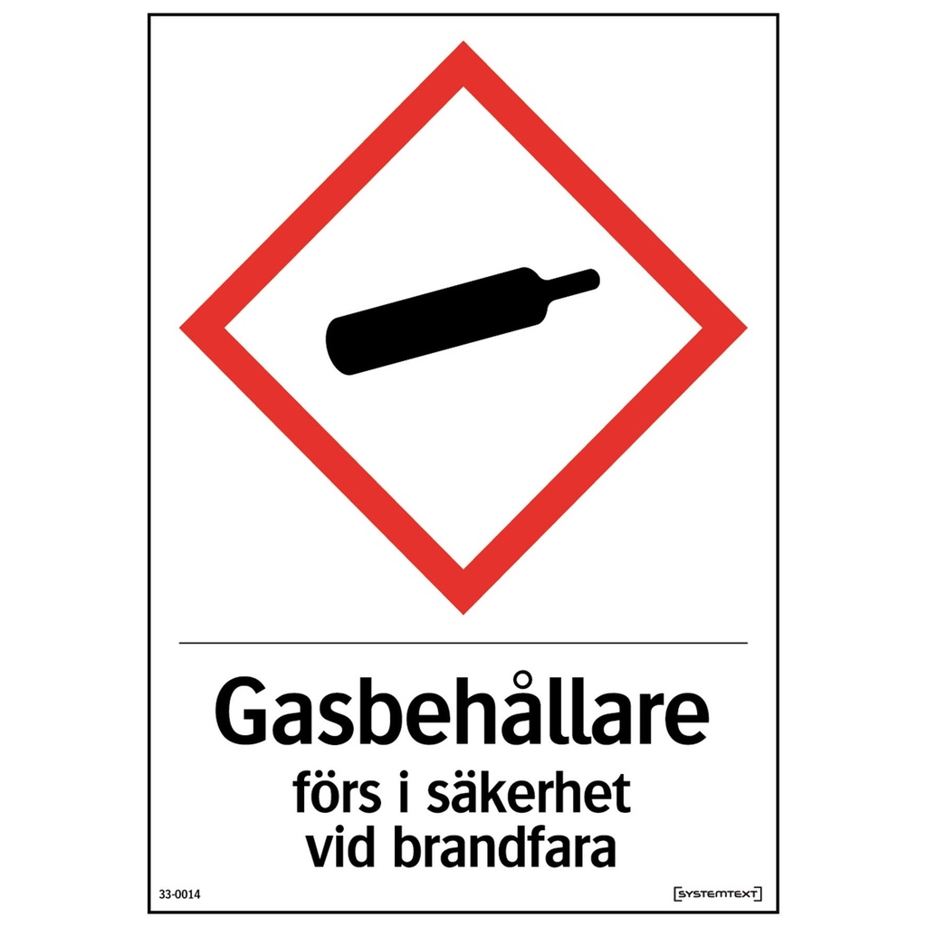 Skylt Gasbehållare A5 plast