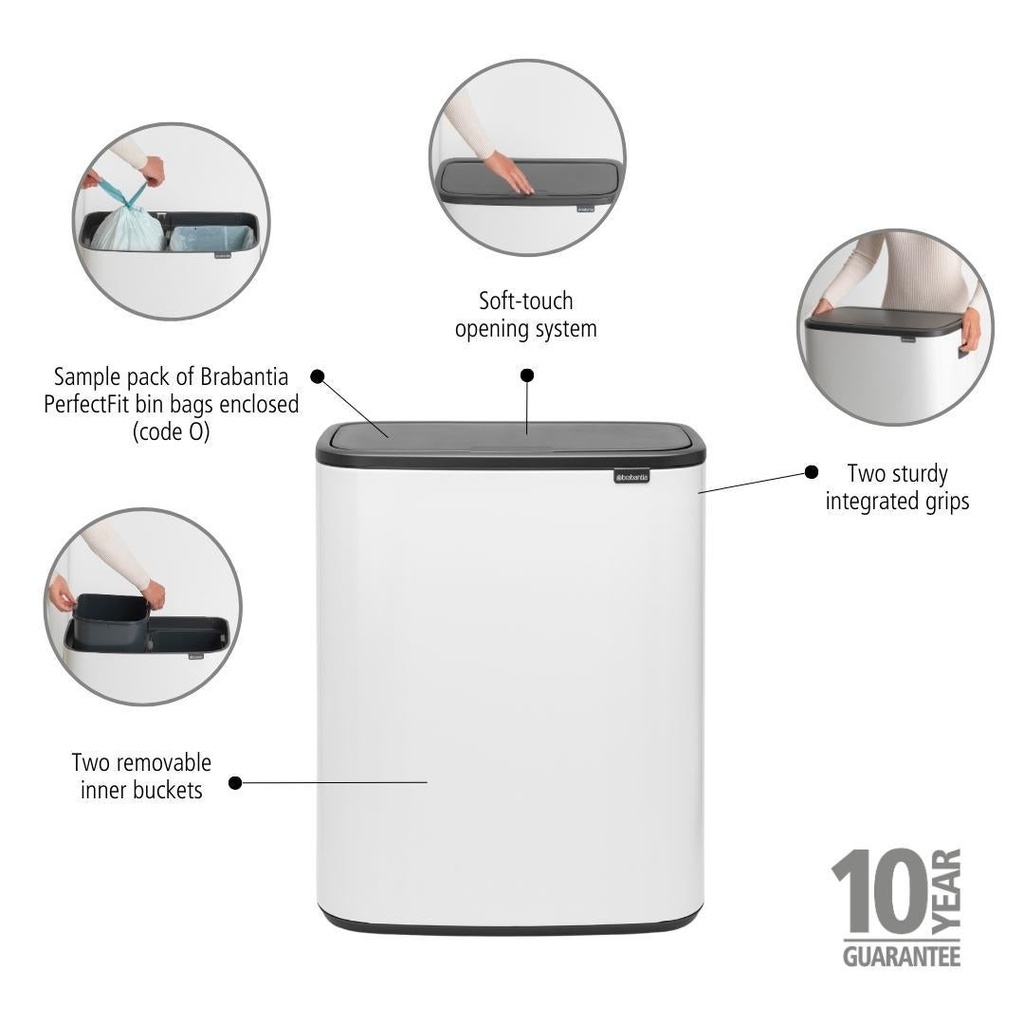 Touch Bin Bo 2x30L vit