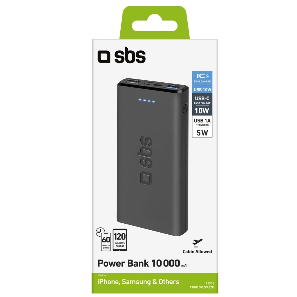 Power Bank 10,000mAh. Svart