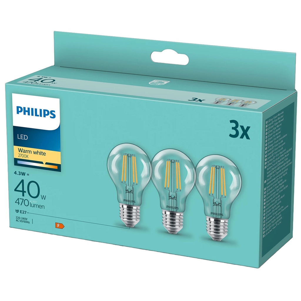 LED-lampa E27 470lm klar 3/fp