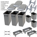 Set med tre 60L/9L grå kärl.
