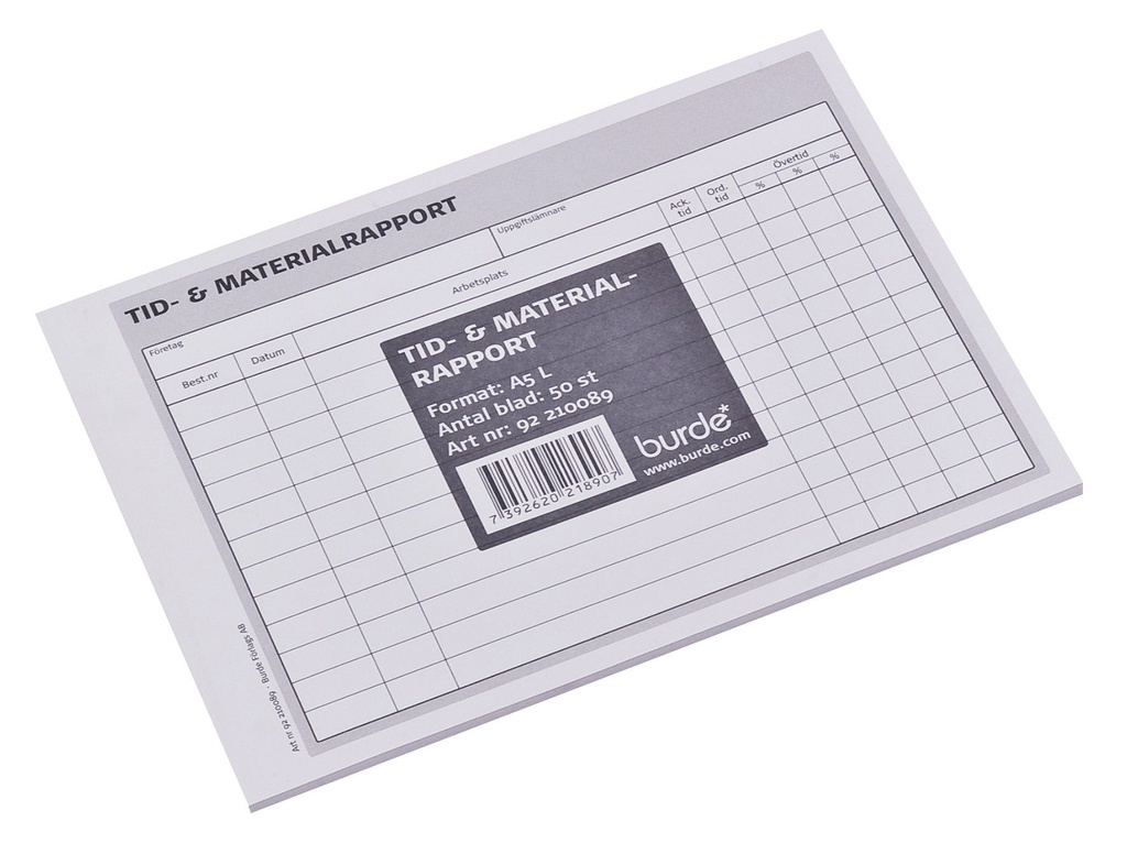 Tid- & materialrapport A5L