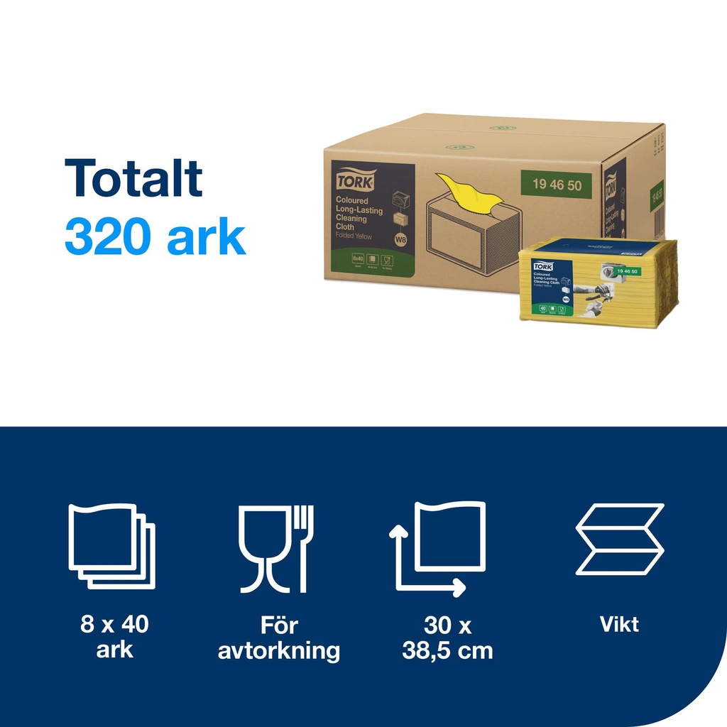 Rengöringsduk Tork Gul W8 40/