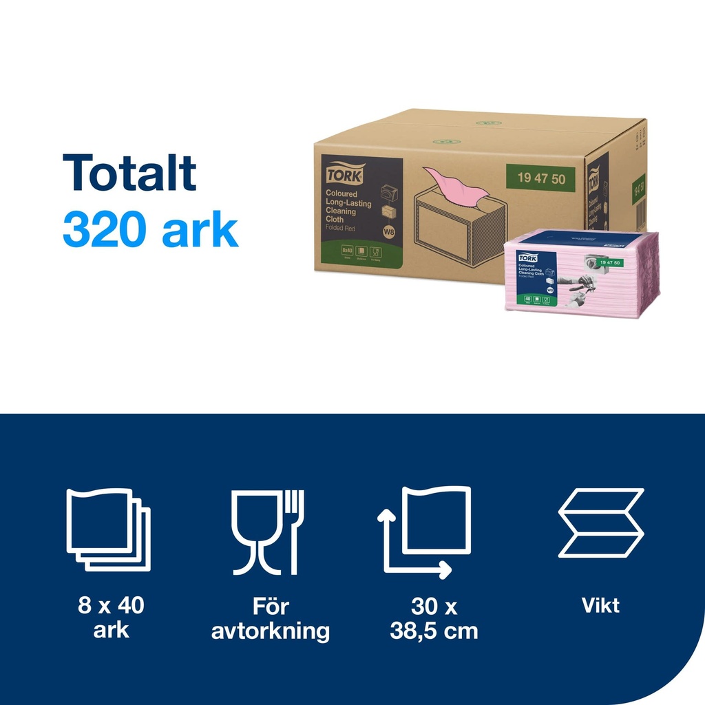 Rengöringsduk Tork Röd W8 40/