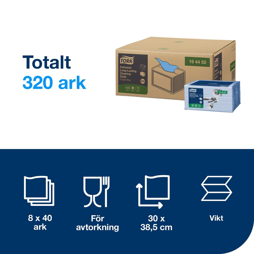 Rengöringsduk Tork Blå W8 40/