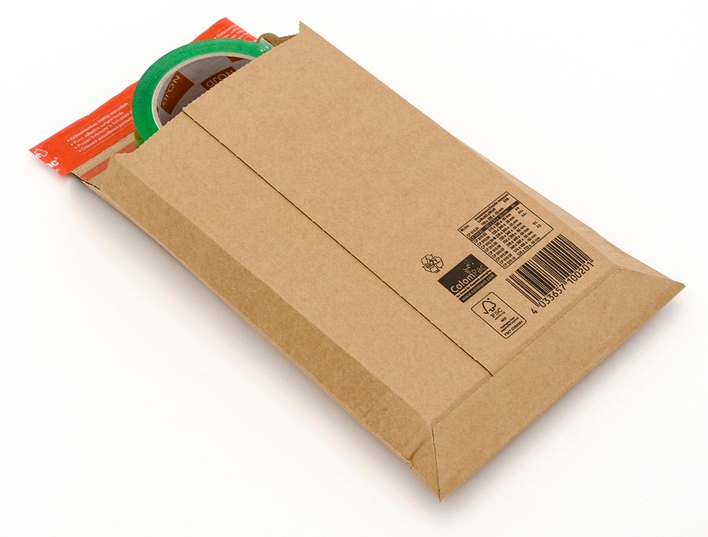 Wellkuvert 185x270x50mm Brun..