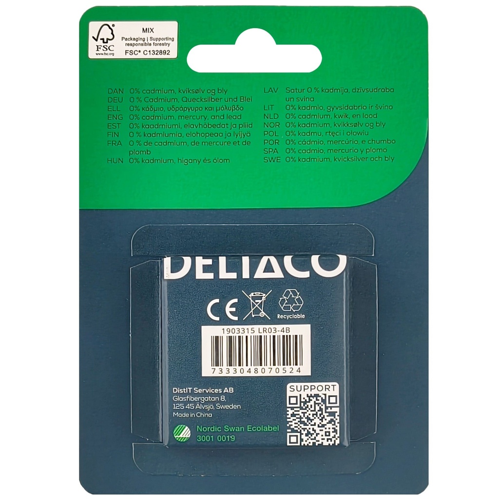 Batteri Alk AAA LR03 4/fp