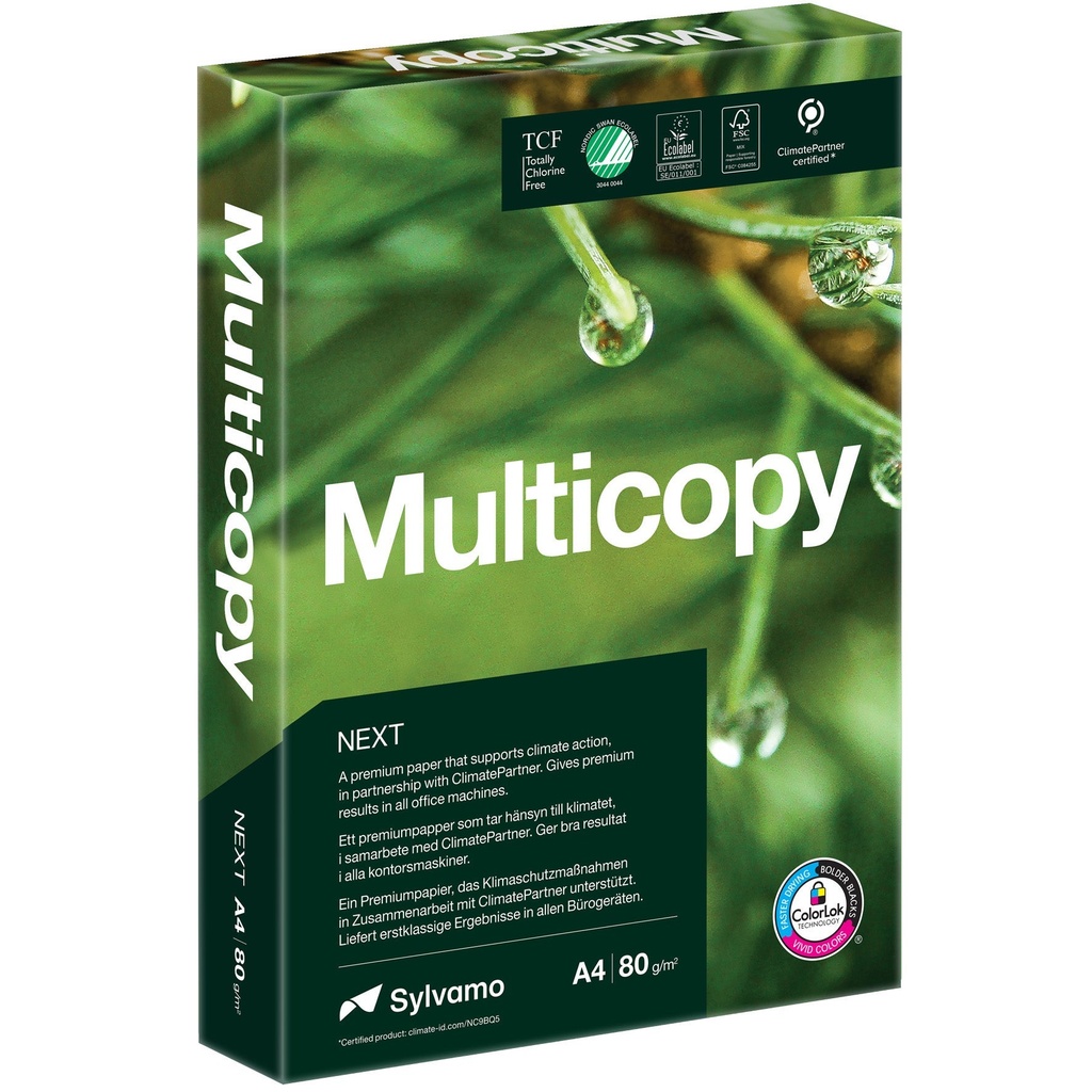Kopieringspapper Multicopy Zero A4 hålat 80g 500/fp