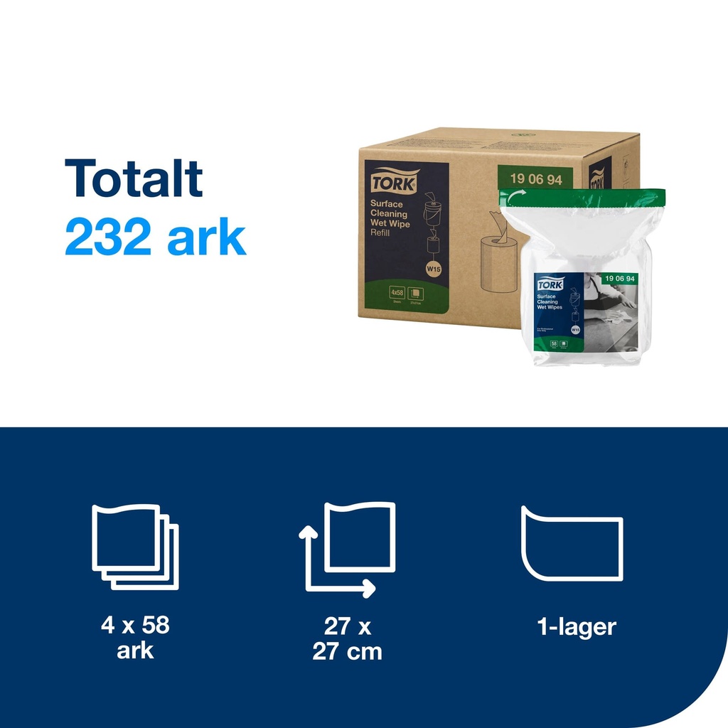Våtduk Premium Yta refill 58f.