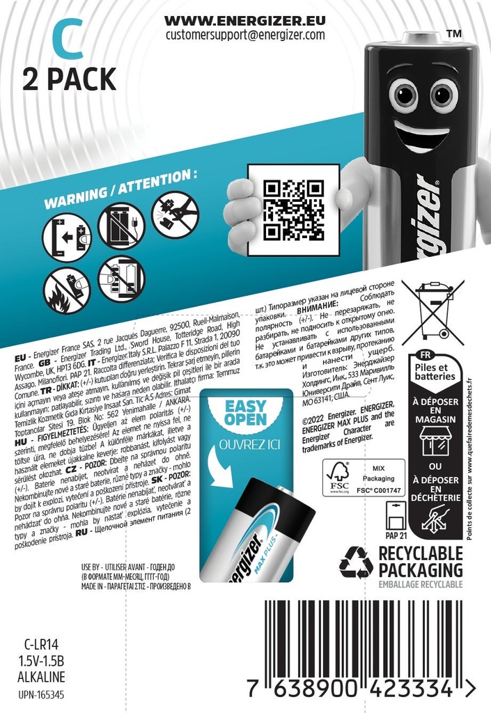 Batteri Max Plus Alk C 2p