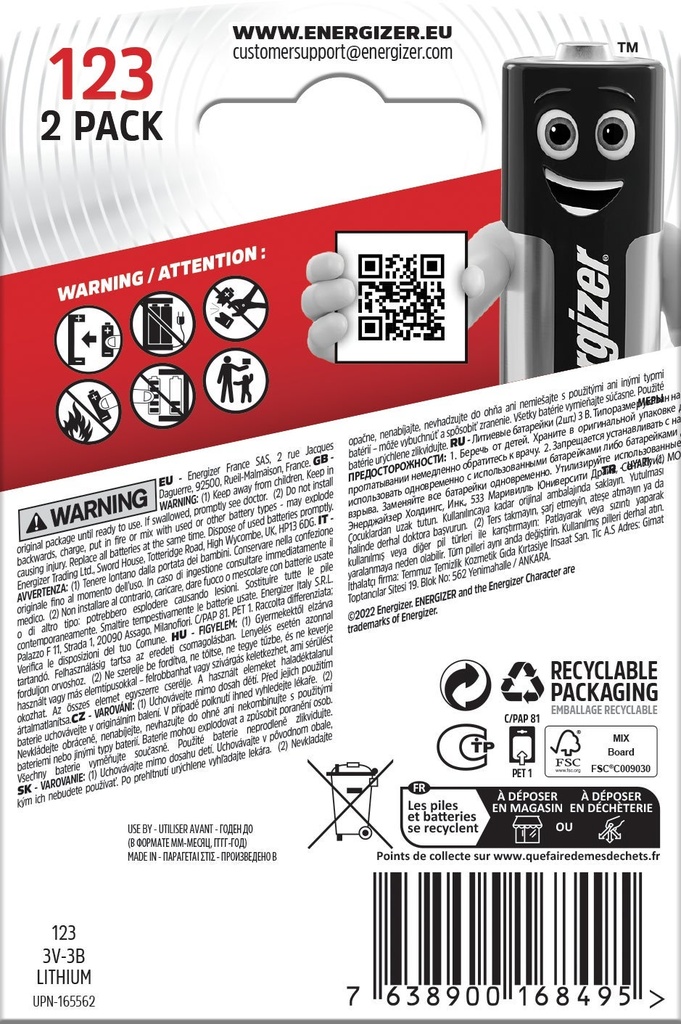 Batteri Lithium 123 2p