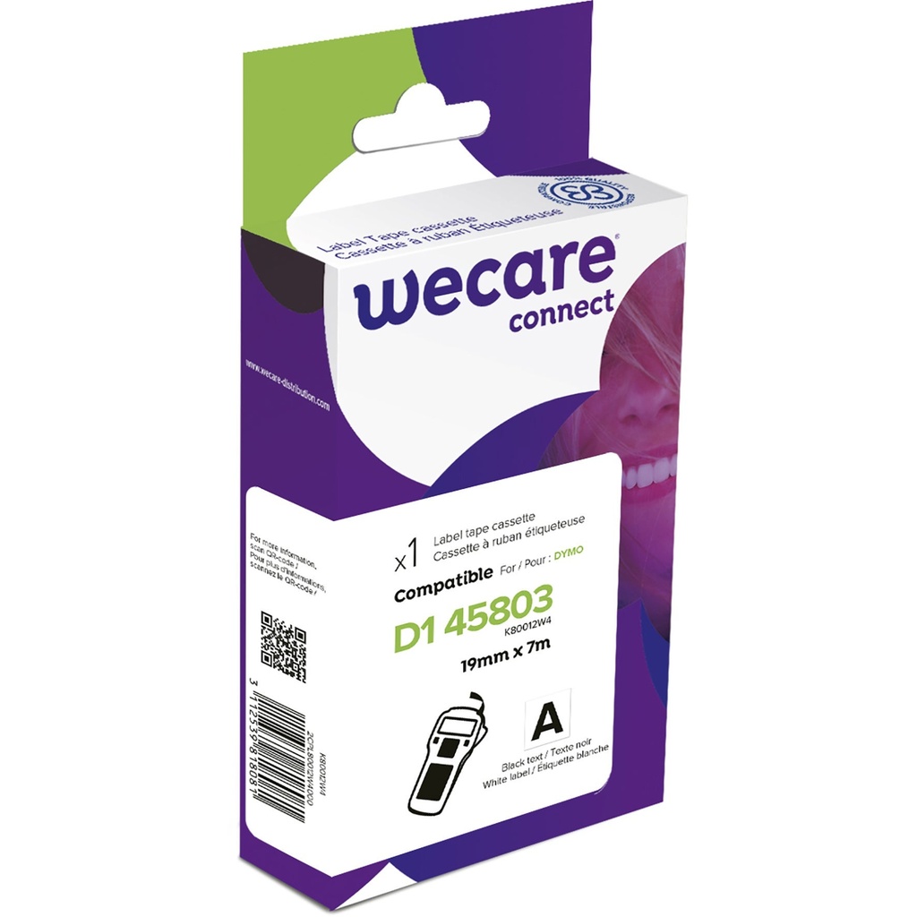 Märkband Wecare D1 sv/vit 19mm