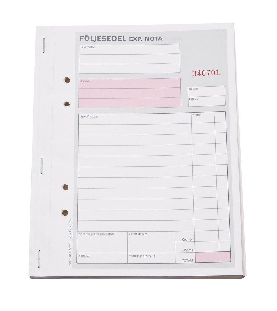 Följesedel A5 numrerade 3x50
