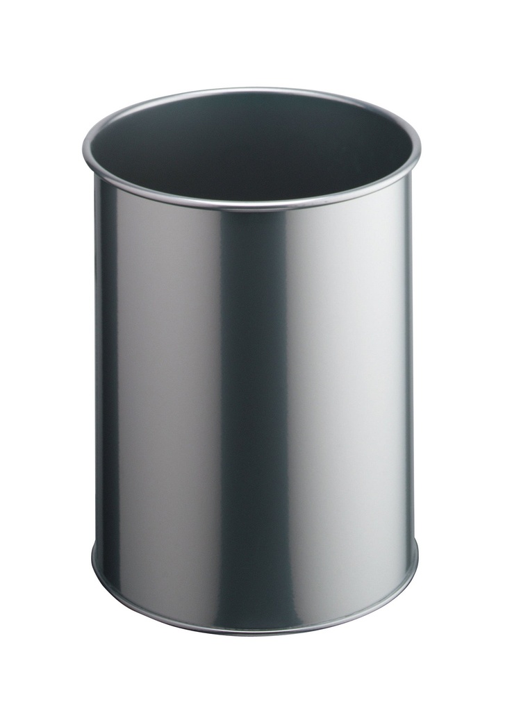 Papperskorg metall 15l silver