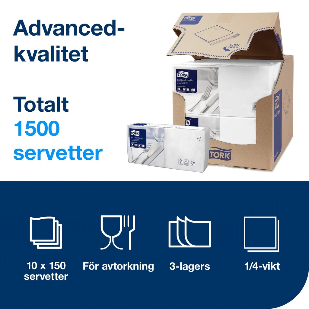 Tork mjuk lunchservett vit 33x