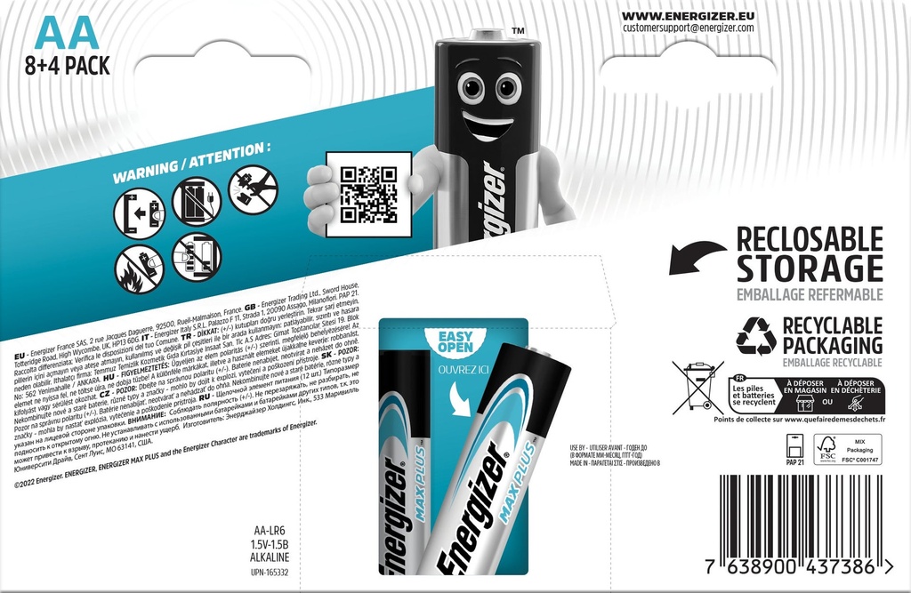 Batteri Max Plus Alk AA 8+4p