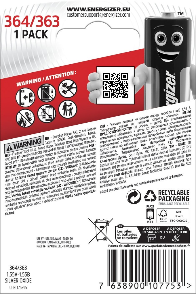 Klockbatteri S.oxid 364/363 1p