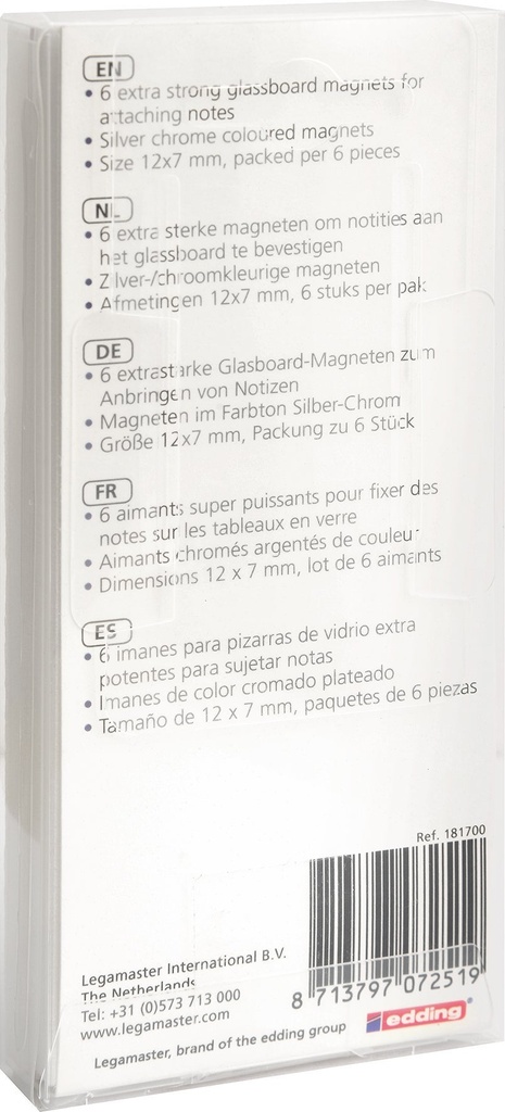 Magneter glastavlor, silver, 6