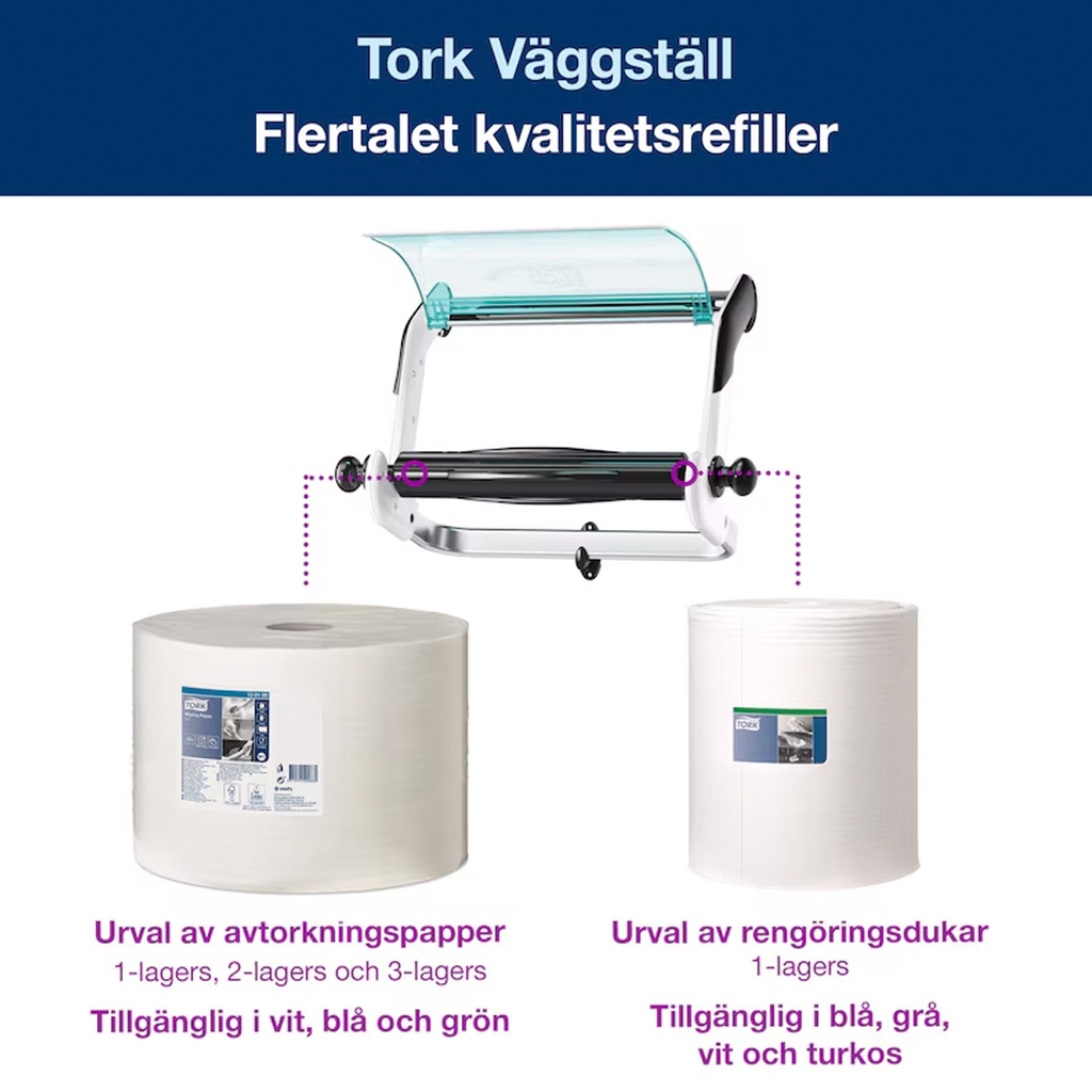 Väggställ Tork W1 vit/turkos