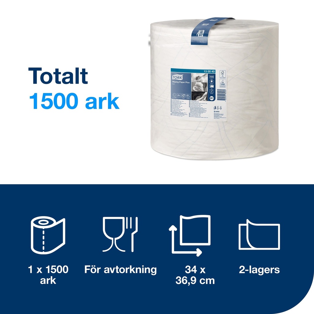Avtorkningspapper Tork Plus W1