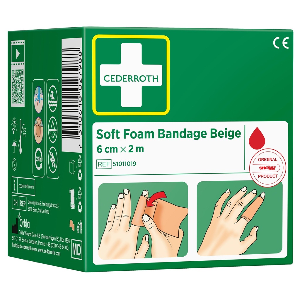 Soft Foam Bandage Beige 6cmx2m