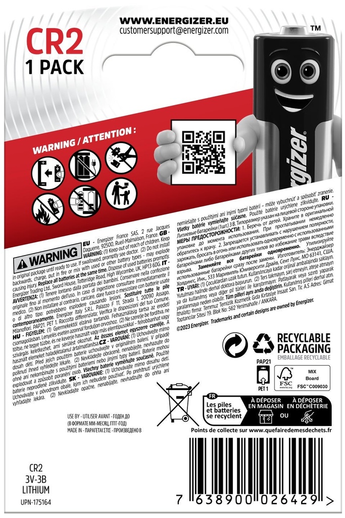 Batteri Lithium CR2 1p