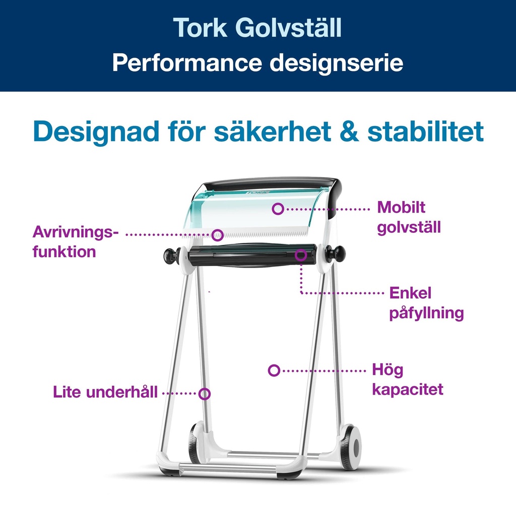 Tork Golvställ W1 vit/turkos