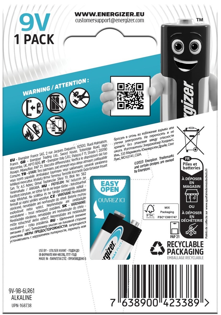 Batteri Max Plus Alk 9V 1p