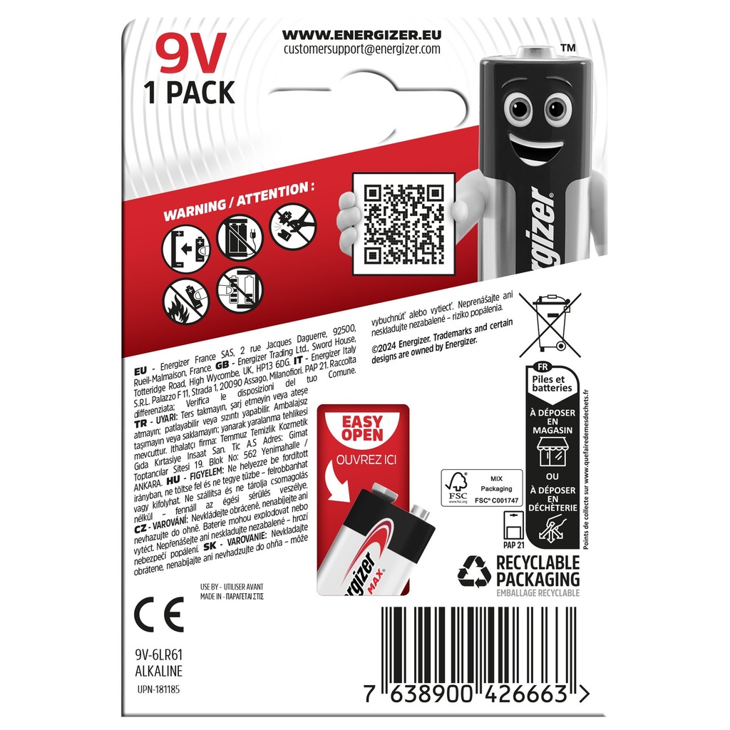 Batteri Alk 9V 1-p