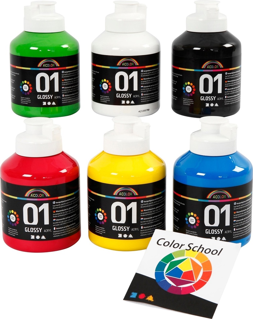 Akrylfärg blank 500ml mix 6/fp