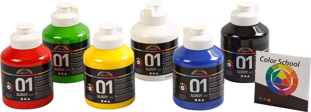 Akrylfärg blank 500ml mix 6/fp