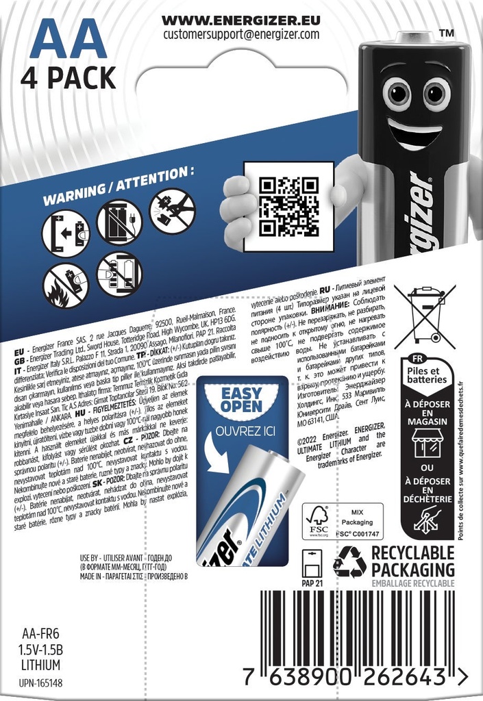 Batteri Lithium AA 4p