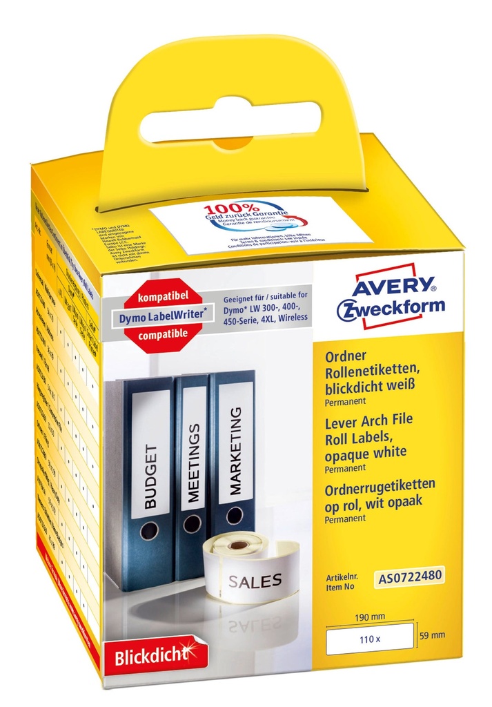 Etikett Avery 190x59mm 110/fp