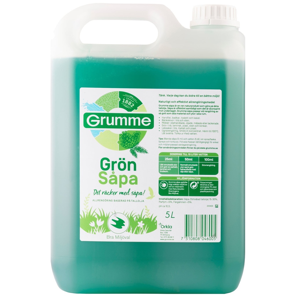 Såpa Grön Grumme, 5 l