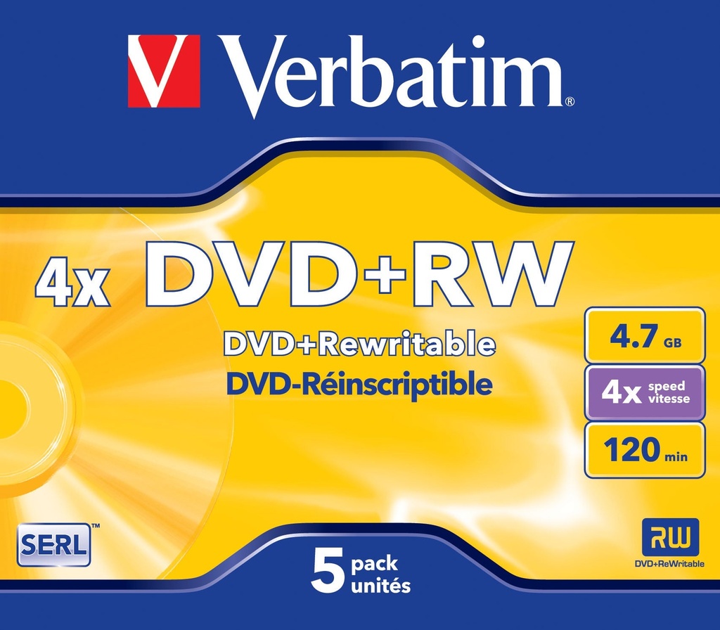 DVD+RW Verbatim 4.7GB 5/fp